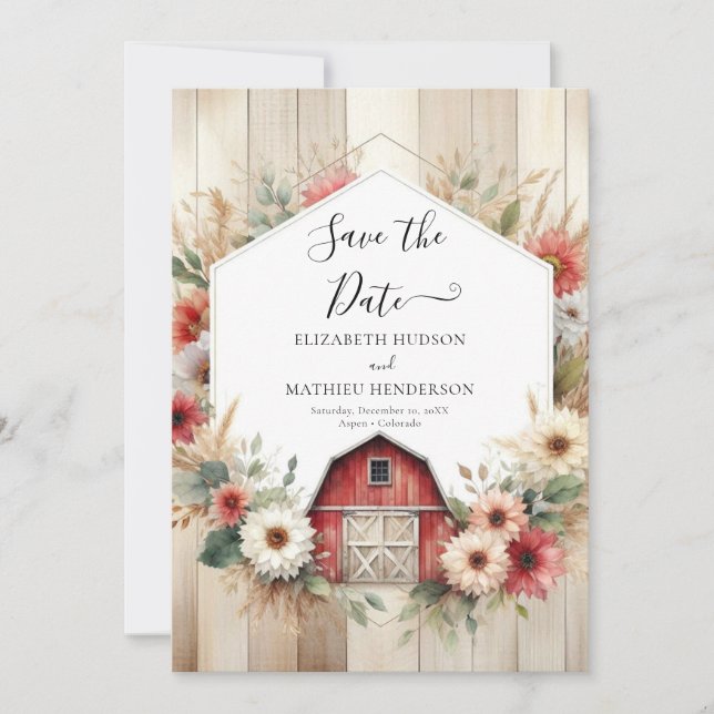 Unique Farmyard Barnyard Wedding Save The Date (Front)