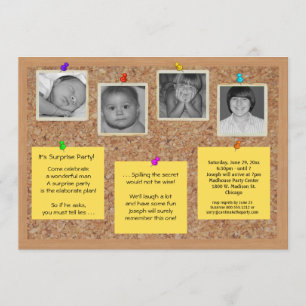 Unique Faux Cork Bulletin Board Party Invite