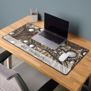 Unique Faux Leather Rhinestone Desk Mat