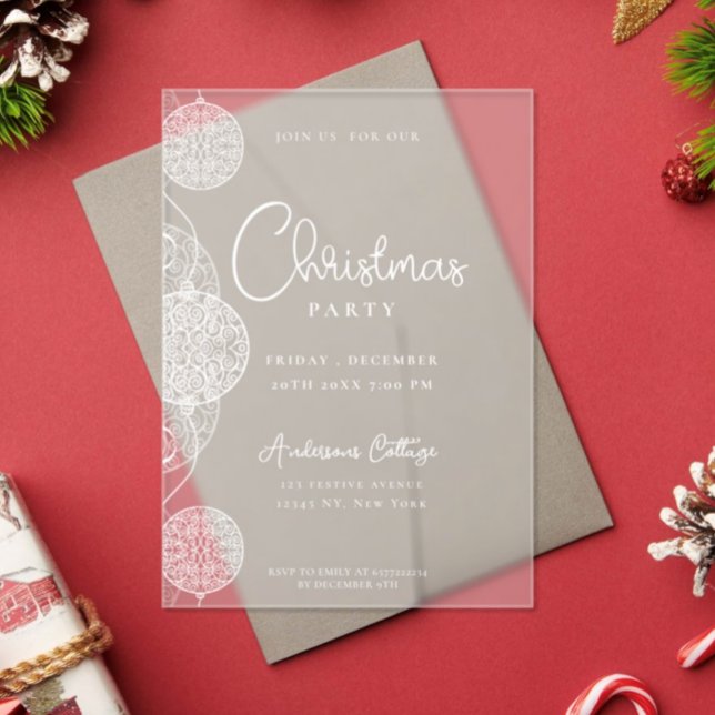 Unique Festive Christmas Party magenta Acrylic Invitations (Creator Uploaded)