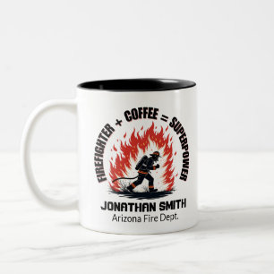 Unique Firefighter or Fireman Coffee Superpower  Two-Tone Coffee Mug