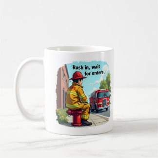 Unique Firefighter or Fireman With Firetruck Coffee Mug