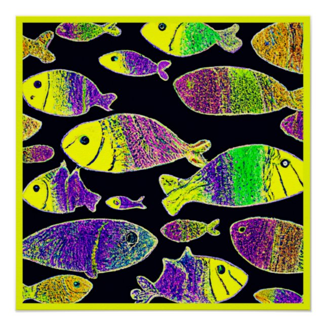 Unique Fish Patterns Art. Buy Now Poster (Front)