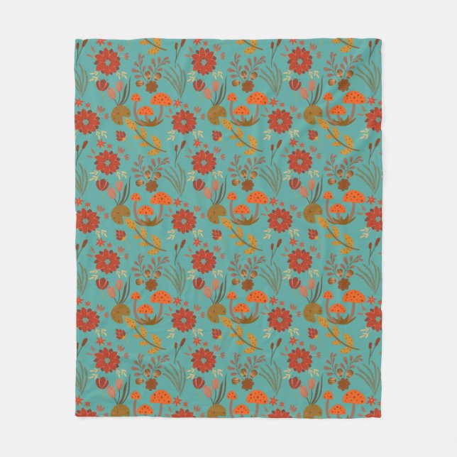 Unique Floral Pattern Fleece Blanket (Front)