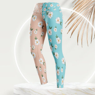 Unique  Floral Pattern Flowers Two tone Colours Leggings