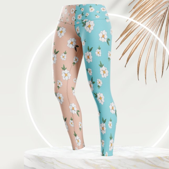 Unique  Floral Pattern Flowers Two tone Colours Leggings (Creator Uploaded)