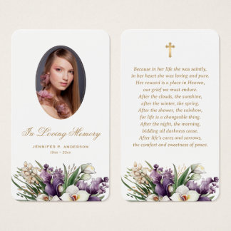 Unique Floral Photo Funeral Memorial Prayer Cards