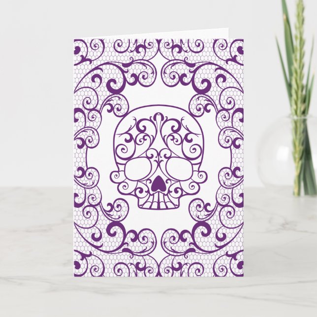 Unique Flourish Sugar Skull Calavera Card (Front)