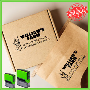 Unique Flower Farm Family Business Return Address Self-inking Stamp