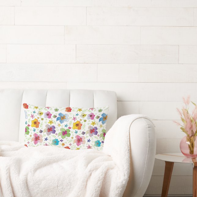 Unique Flower Pattern Modern Stylish Lumbar Pillow (Couch)