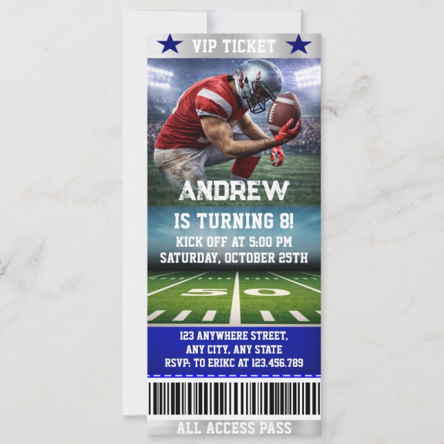 Unique Football Ticket Design Birthday Invitation (Front)