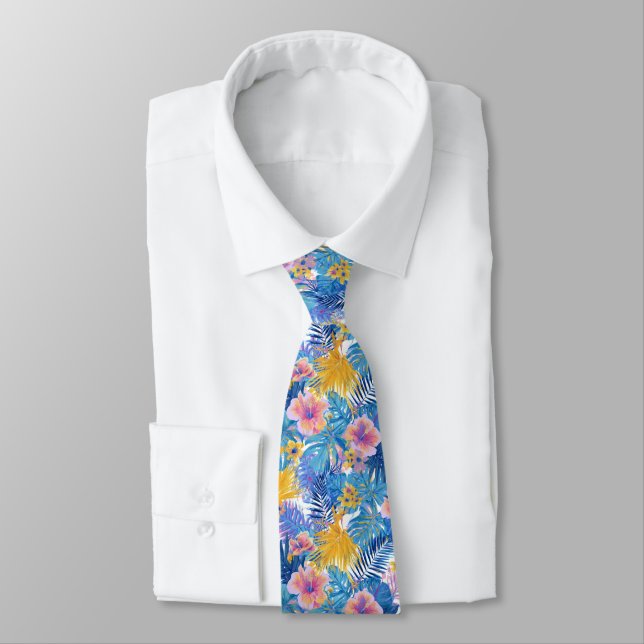 Unique For Him Tropical Flower Tie (Tied)