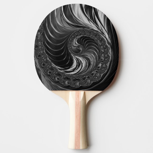 Unique Fractal Metallic Nautilus Golden Ratio Ping Pong Paddle (Front)