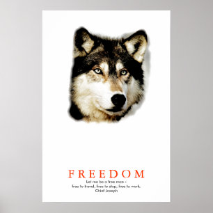 Unique Freedom Motivational Wolf Poster Print