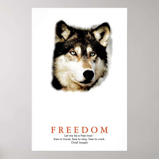 Unique Freedom Motivational Wolf Poster Print (Front)