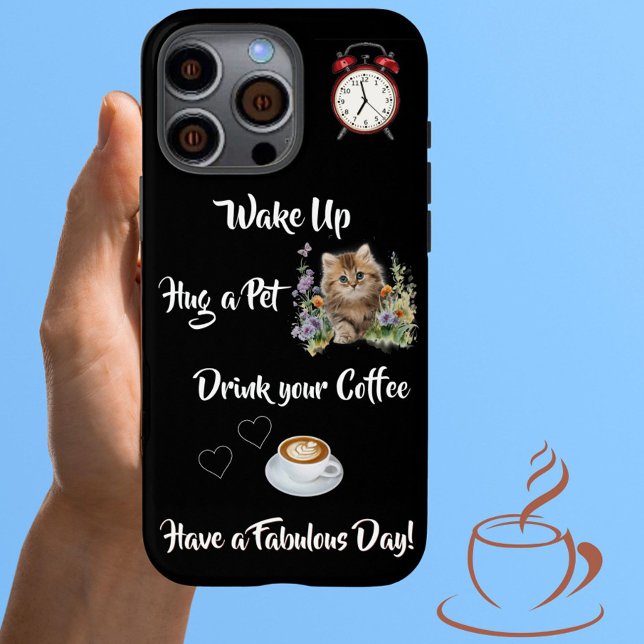 Unique Fun Cat and Coffee Lover iPhone Case (Creator Uploaded)