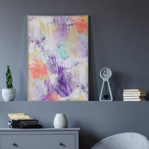 Unique Fun Colourful Abstract Brush Art Painting Poster
