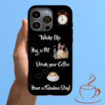 Unique Fun Dog and Coffee Lover iPhone 16 Pro Max Case<br><div class="desc">Have some fun with this -- great as a gift or for yourself. The iPhone with a fun message, the loveable French Bull Dog (representing all dogs, of course) and an inspirational start for the day. If you have any design questions or a special request, please send a chat and...</div>
