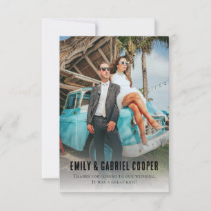Unique Fun Kitschy Honeymoon Photo Wedding Thank You Card