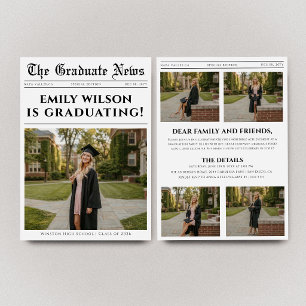 Unique Fun Newspaper Photo Collage Graduation Announcement