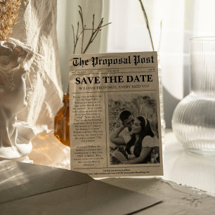 Unique Fun Photo Newspaper Wedding Save The Date
