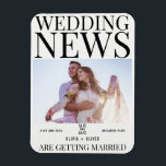 Unique fun photo newspaper wedding save the date magnet<br><div class="desc">It is a funy save the date.</div>