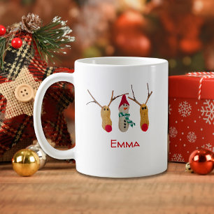 Unique fun reindeer snowman Christmas mug