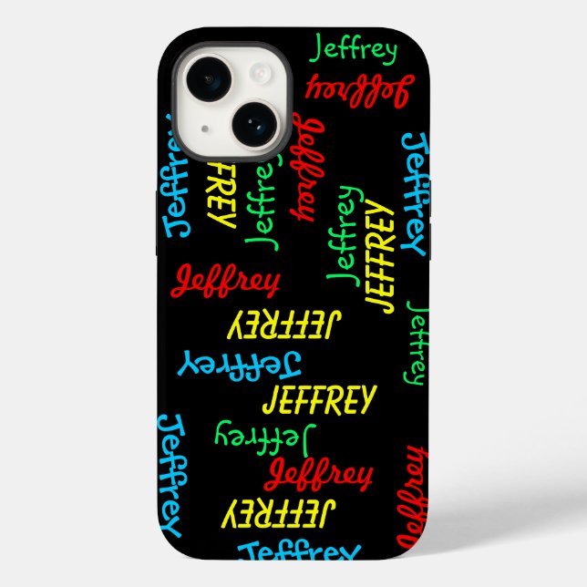 Unique Fun Repeating Names on Black, Personalised  Case-Mate iPhone Case (Back)