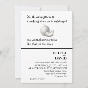 Unique, funny cantaloupe wedding invitation