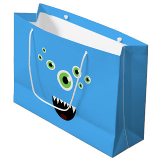 Unique Funny Crazy Cute Blue Monster Large Gift Bag