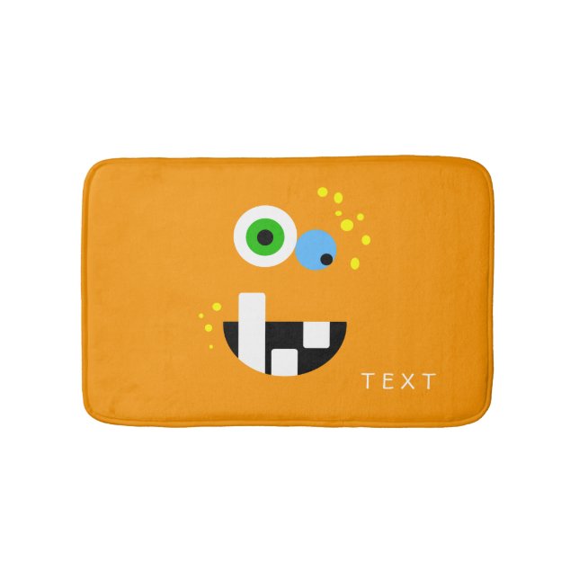 Unique Funny Crazy Oragne Monster Bath Mat (Front)