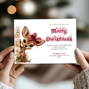 Unique Funny Reindeer Cute Cartoon Greeting Card