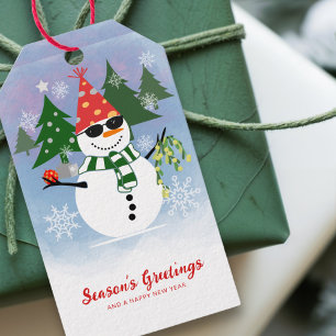 Unique Funny Stylish Snowman Snowflakes Christmas Gift Tags