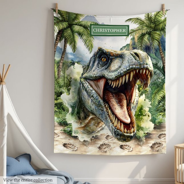 Unique Furious T-Rex Blanket Personalised Name Boy (Unique Furious T-Rex Blanket Personalized Name Boys)