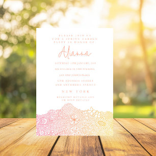Unique Garden Scene Artist Birthday Coral Peach Invitation