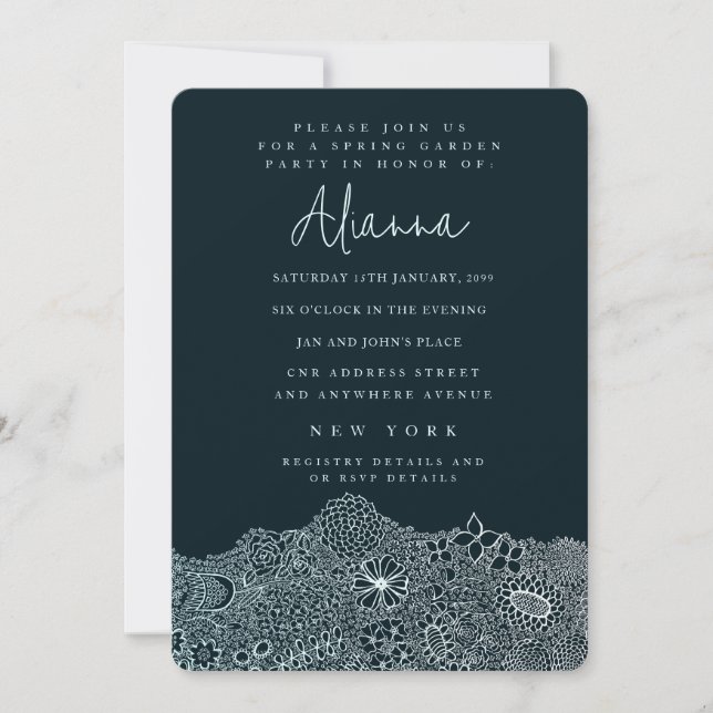 Unique Garden Scene Artist Birthday Sky Blue Invitation (Front)