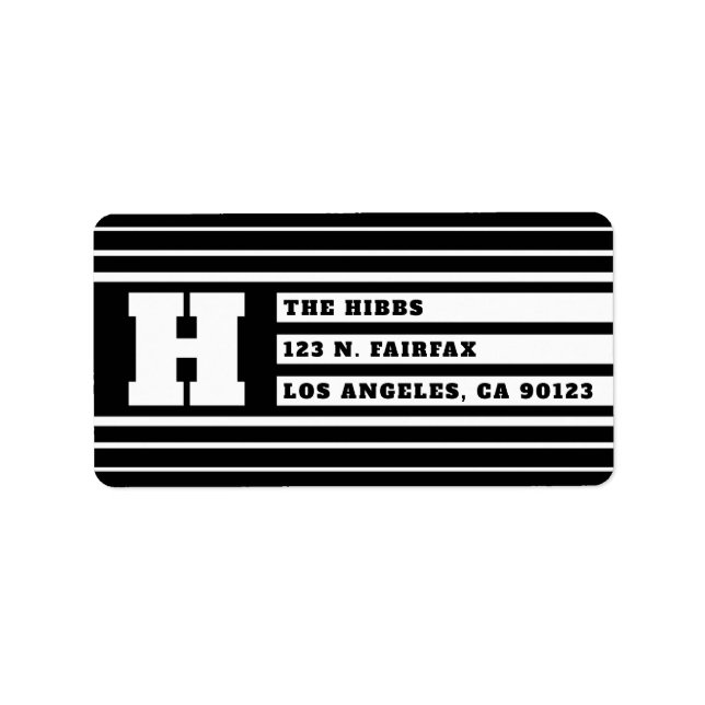 Unique Geometric Stripes | Black & White Address Label (Front)