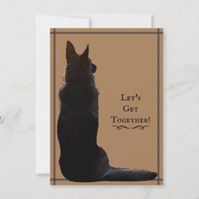 Unique German Shepherd Silhouette Invitation (Front)