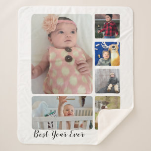 Unique Gift Your Photo Collage Sherpa Blanket
