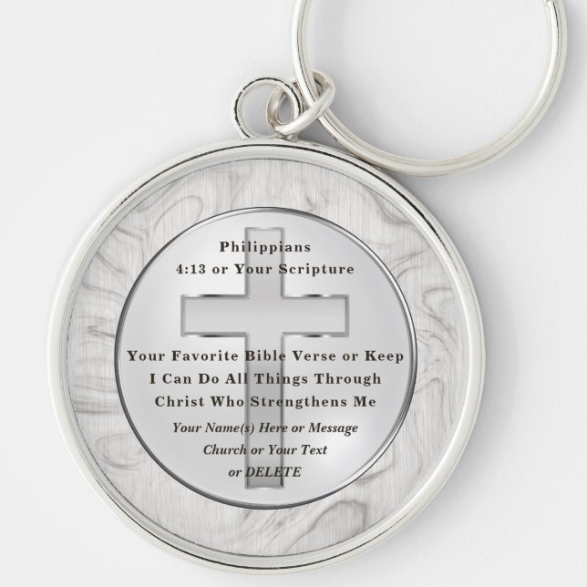 Unique, Gifts for Christian Men, Bible Verse Key Ring (Front)