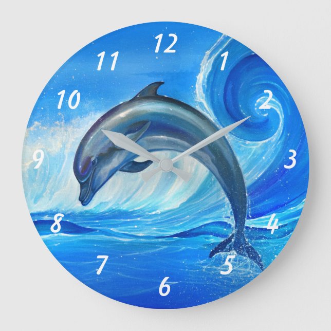 Unique Gifts for Dolphin Lovers Large Clock (Front)