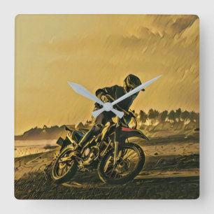 Unique gifts for motorcycle riders square wall clock
