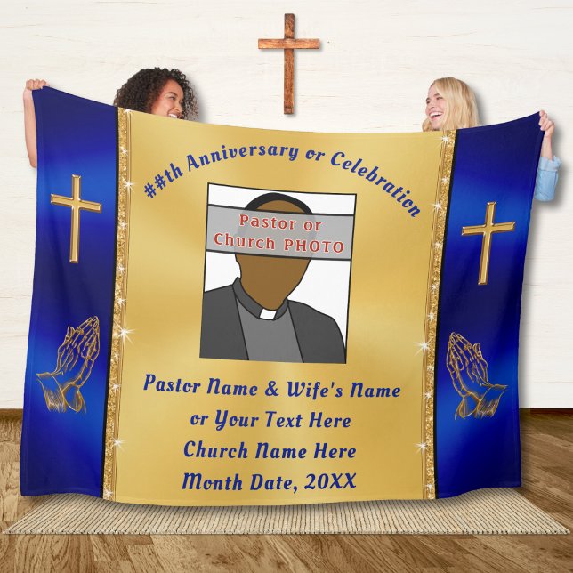 Unique Gifts for Pastor Appreciation Day, Photo Fleece Blanket (Personalized Gifts for Pastors with Pastor and First Lady PHOTO. Great gifts for Pastors, and Wife.)