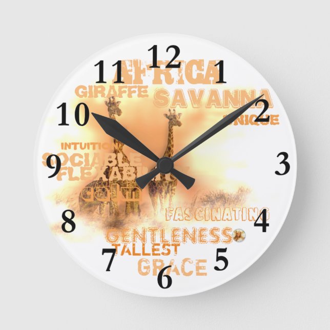 Unique Giraffes Round (Medium) Wall Clock (Front)