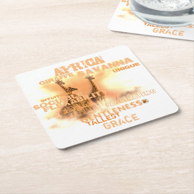 Unique Giraffes Square Coasters (Angled)