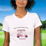 Unique Glam Pink Golf Cart Monogram Bella Canvas T-Shirt<br><div class="desc">A glam glitter fun unique golf cart in pink (with a few diamonds thrown in) -- tastefully done -- ready to run the course -- Bella Canvas t-shirt --This is a great gift for all golf lovers -- fun / attractive / unique. Personalise it with your/her initials/monogram and your message...</div>