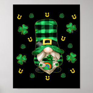 Unique Gnome St. Patricks Day - Cute Buffalo Plaid Poster