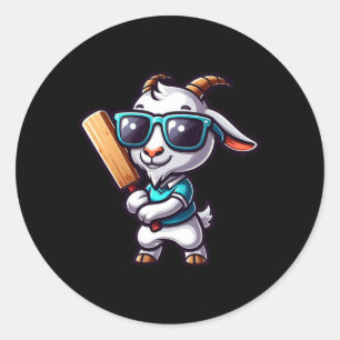 Unique Goat Cricket Enthusiast And Team Player Des Classic Round Sticker