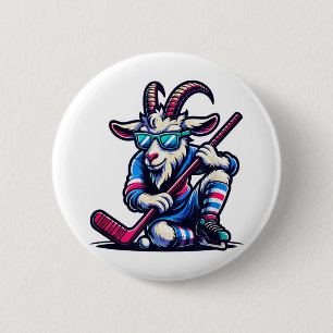 Unique Goat Ice Hockey Goalie Team Player Cool Art 6 Cm Round Badge