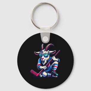 Unique Goat Ice Hockey Goalie Team Player Cool Art Key Ring